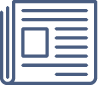 Blue line icon of a newspaper