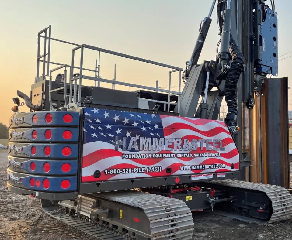 Hammer Steel American Flag on Equipment